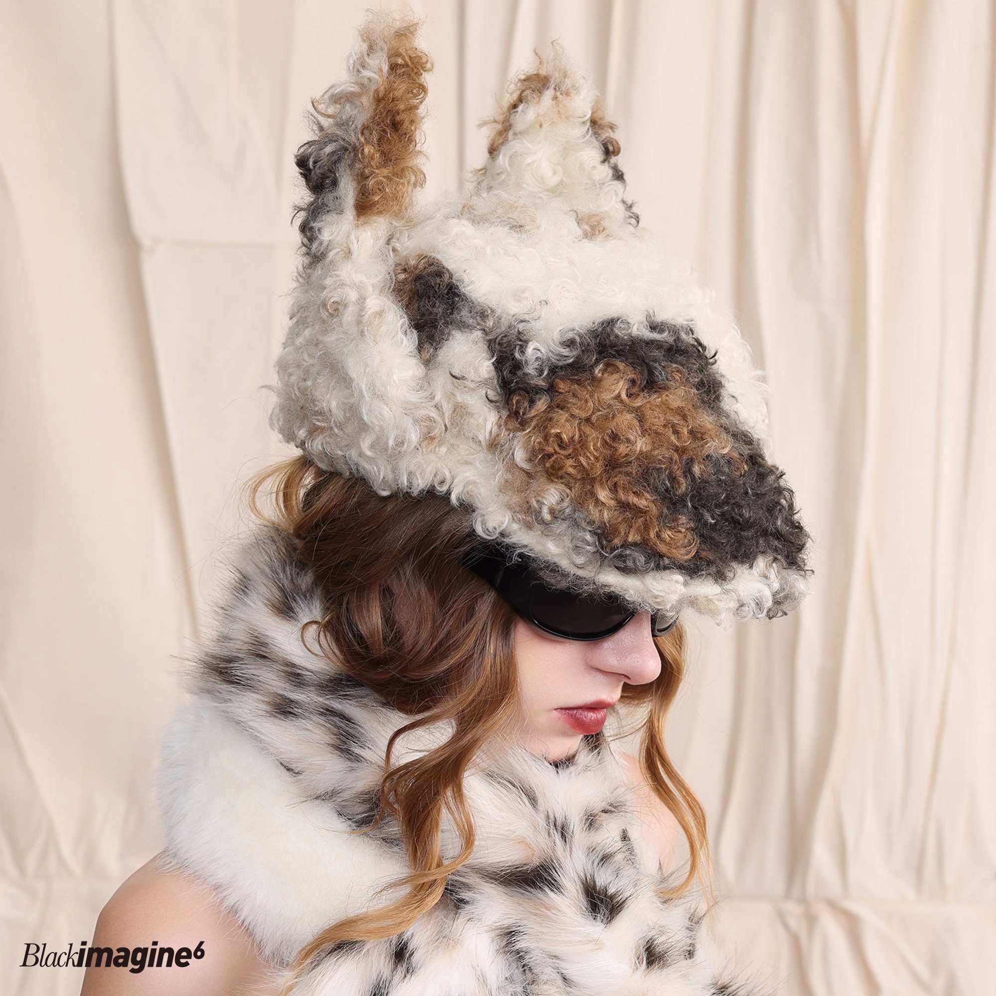 MOREZON【black imagine6】25秋冬新款潮人可爱毛绒猫耳前进帽子