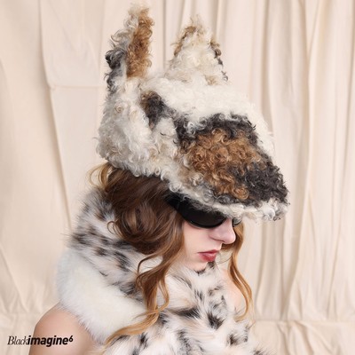 MOREZON【black imagine6】25秋冬新款潮人可爱毛绒猫耳前进帽子