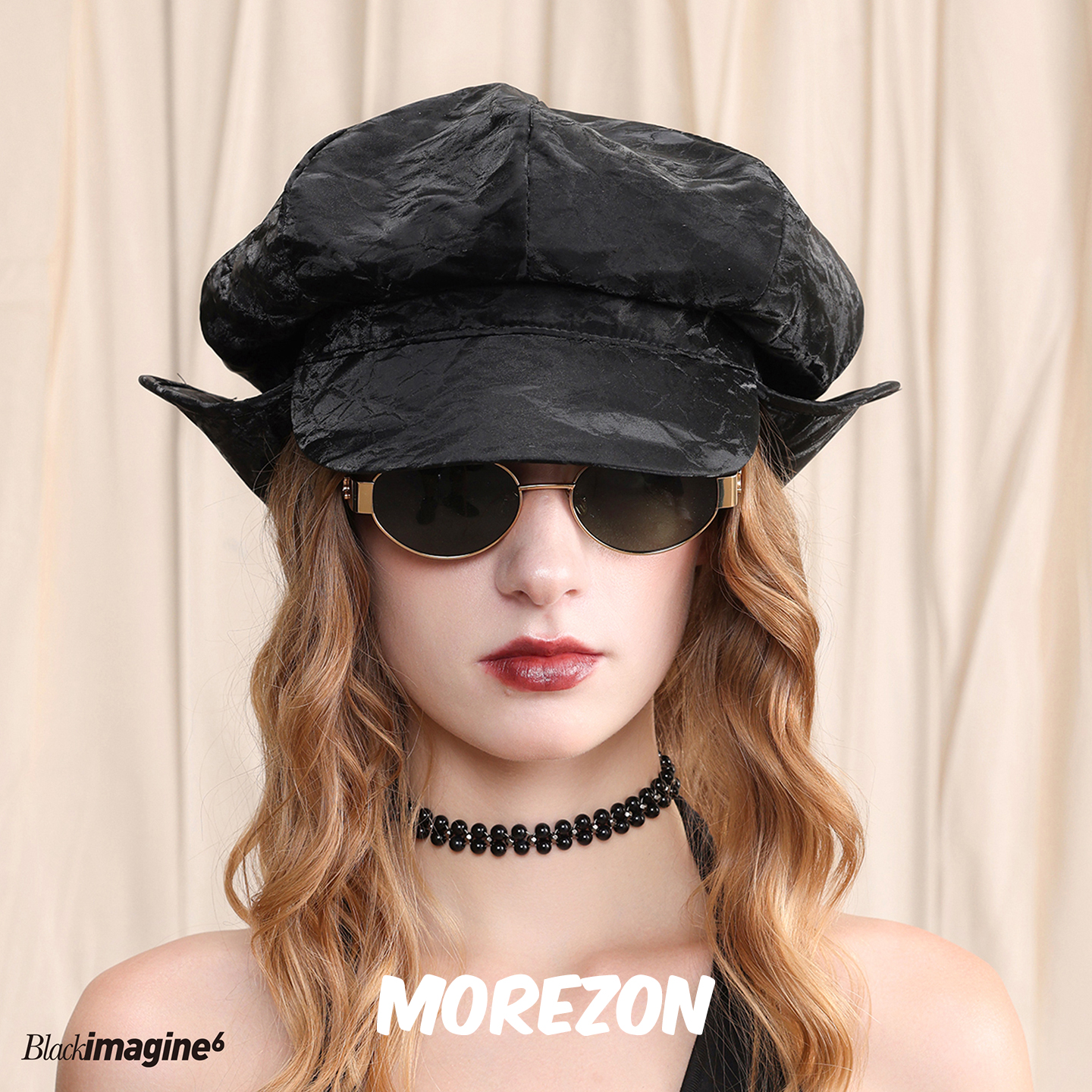 MOREZON【black imagine6】25AW秋冬潮人PU肌理感护耳鸭舌报童帽