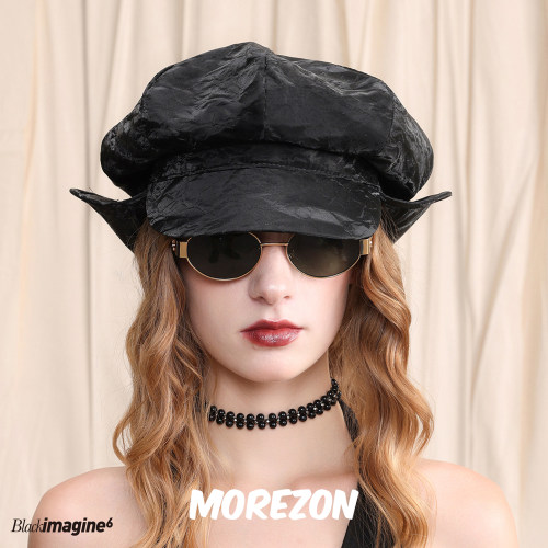 MOREZON【black imagine6】秋冬潮人休闲PU肌理感护耳鸭舌报童帽