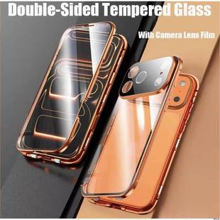 Metal Magnetic Double-Sided Glass Snap Lock Phone Case For iPhone 17 Pro Max/Air/17 Pro Bumper Cover