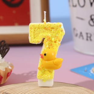 网红新款小黄鸭数字生日蜡烛创意蜡烛手工庆生装饰蛋糕高颜值