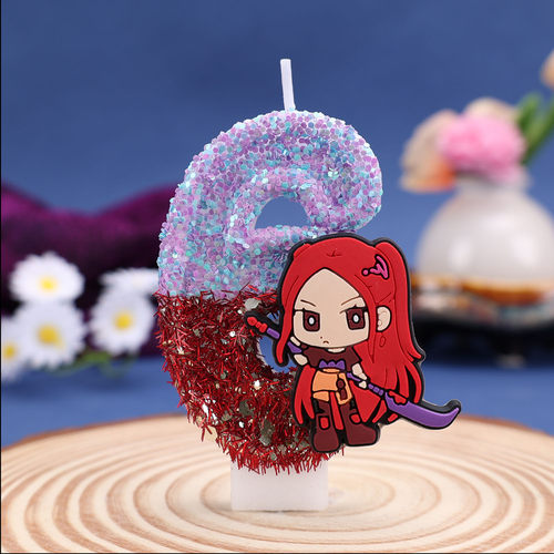 猎魔女团数字6生日闪粉蜡烛