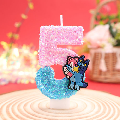 生日数字5渐变闪粉派对蜡烛