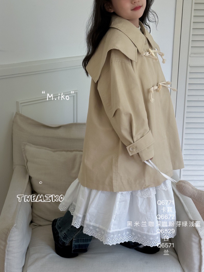 2024秋季新款女童装中大儿童韩版风衣外套牛角扣洋气上衣