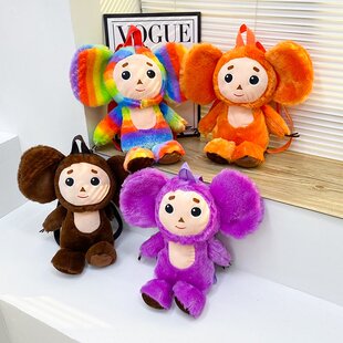 卡通毛绒斜挎包包女时尚新款个性可爱小猴子双肩包网红公仔玩偶包