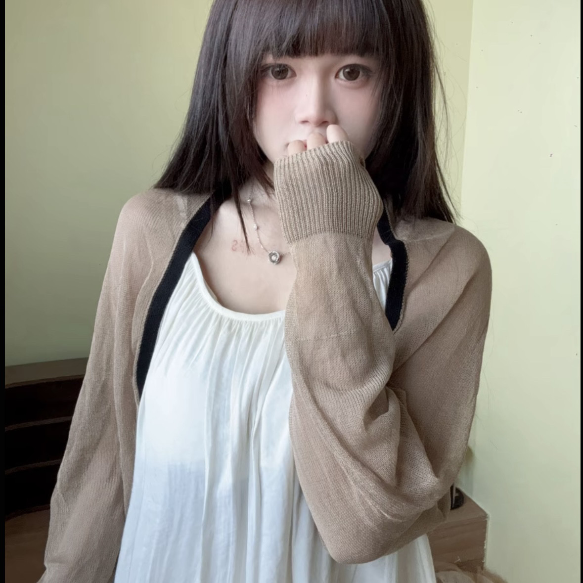 2025新款针织披肩短款防晒女夏季短丝巾宽松围巾简约外搭温婉风