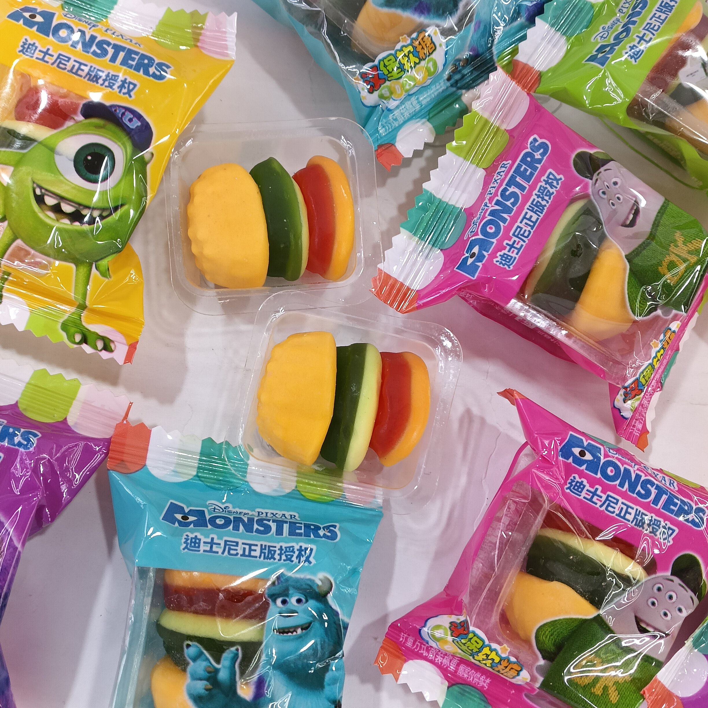 迪士尼怪兽汉堡软糖汉堡造型糖500g散装儿童节日休闲零食年货糖果