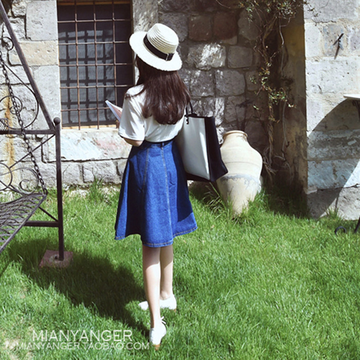 2019 Spring and summer new pattern Korean Edition High waisted denim skirt skirt Versatile Bouffancy Short skirt skirt Umbrella skirtin the Women's clothing/Boutique , Skirts  category - from Buy2taobao.com to provide professional Taobao agent buy service