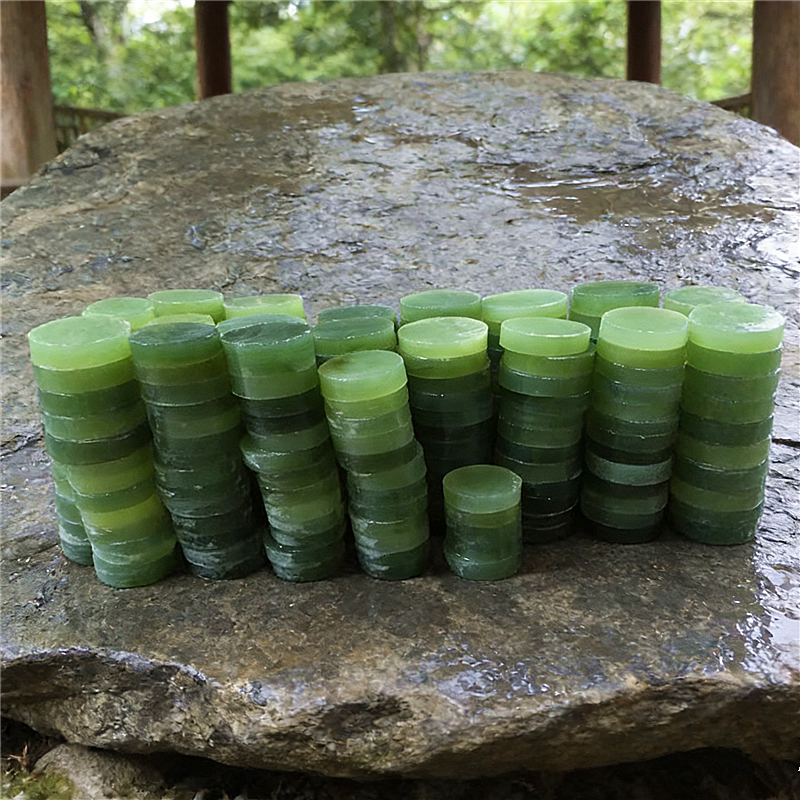 纯天然岫玉冰料手镯芯玉石原石手镯心边角料辽宁玉器摆件镇尺象棋