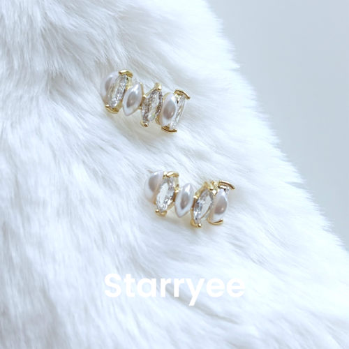 Starryee韩系精致珍珠锆石耳钉女
