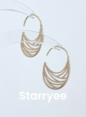 Starryee咖金几何简约排线耳饰女