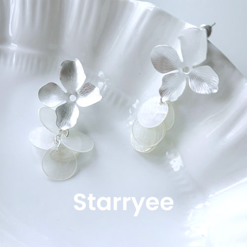 Starryee花瓣天然贝壳气质耳饰女