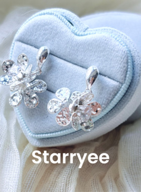 Starryee肌理感双面花朵耳饰女
