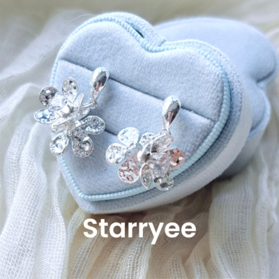 Starryee肌理感双面花朵耳饰女