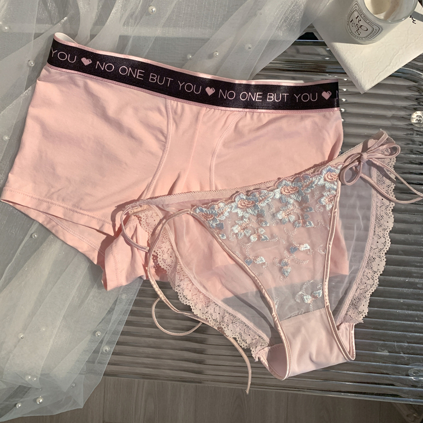 RoseMemory粉色性感绝美蕾丝情侣内裤一男一女2026新款纯欲风,女士内衣/男士内衣/家居服,女三角裤,淘宝优惠券,粉丝福利购,淘宝优惠卷