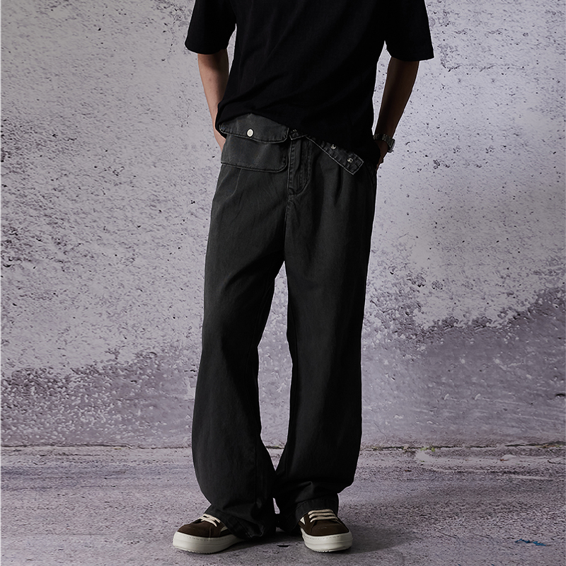 Botanica口袋工装裤男深灰美式高街vibe风宽松直筒拖地休闲长裤子