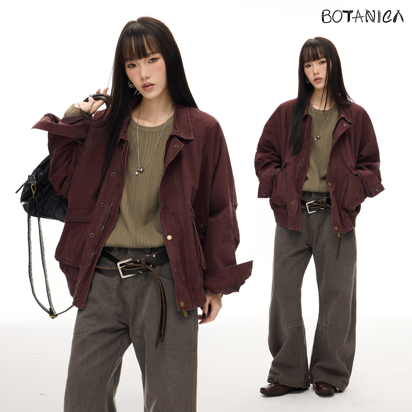 Botanica美式翻领短款夹克newvintage新复古风红cleanfit工装外套