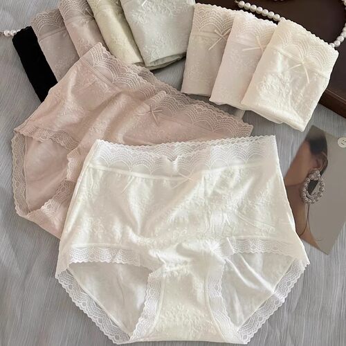 法式提花棉蕾丝内裤女士2025新款棉裆舒适透气女生中腰三角短裤