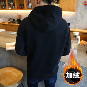 M-3XL好质量不起球男式连帽UN卫衣青年韩版休闲加绒字母卫衣Y33图片