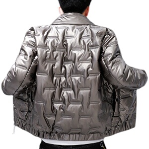 2021亮面棉衣男冬季外套韩版立领修身加厚保暖棉袄棉服S016图片