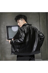 跑量主推皮毛一体皮衣PU皮机车夹克男加绒外套1822常规P65加绒P85图片