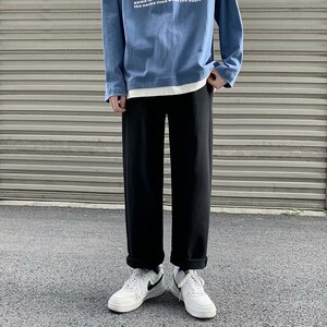 21秋季新款直筒牛仔裤蓝色纯色学院ins港风长裤时尚简约A226