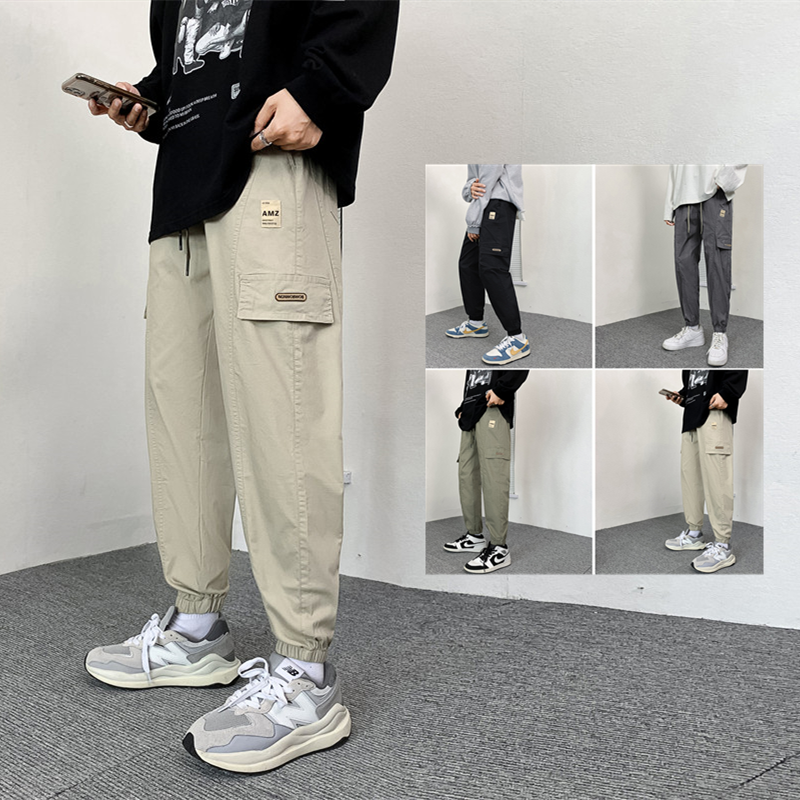 工装裤男21秋季薄款多口袋束脚哈伦裤子休闲裤百搭K165-P30,男装休闲裤,星座1703A