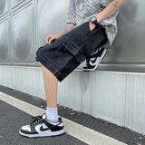 2021夏季新款工装牛仔短裤男港风男式潮流宽松五分裤子S9017-P32，男装牛仔裤，星座1703A