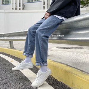 2021春夏季男士牛仔裤宽松大码直筒休闲百搭九分裤子男N854-P35图片
