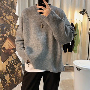 103-P30 秋冬新款设计潮流圆领休闲宽松针织衫长袖百搭毛衣开衫图片