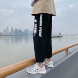 2021秋季港风新款字母宽松休闲裤直筒坠感工装裤男K905-P35，男装休闲裤，星座1703A
