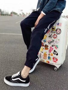 18新款运动裤男宽松原宿bf显瘦休闲哈伦裤百搭春季九分裤K105图片