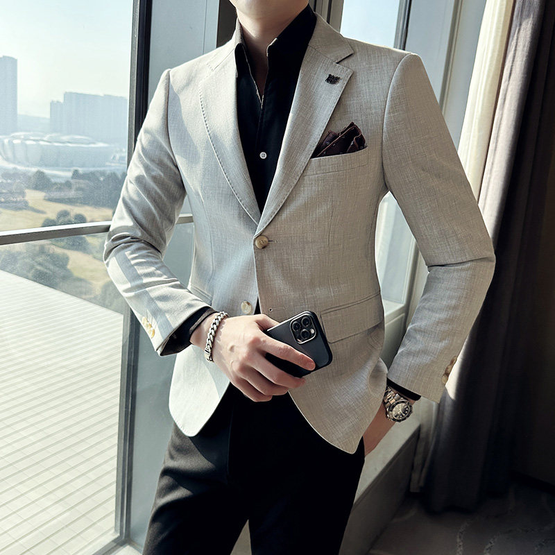 春装新款 男士小西装 浅色修身西服外套 D69-P160图片