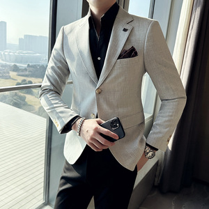 春装新款 男士小西装 浅色修身西服外套 D69-P160图片