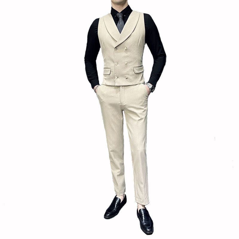 西服马甲男西装翻领双排扣马甲伴郎礼服MJ41-P65,男装西服套装,电商D326B（原电商D310-1）