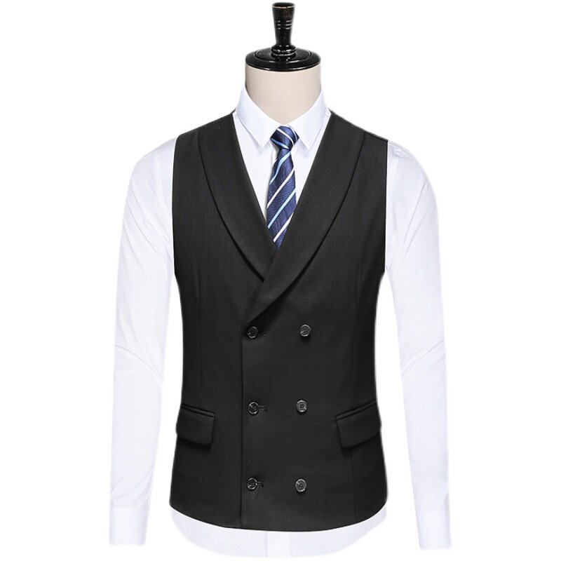 秋新款双开叉西服套装礼服戗驳领男西装三件套黑A41-P280,男装西服套装,电商D326B（原电商D310-1）