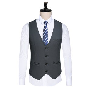 秋西服套装修身礼服 商务休闲男西装三件套 灰 A52-P280图片