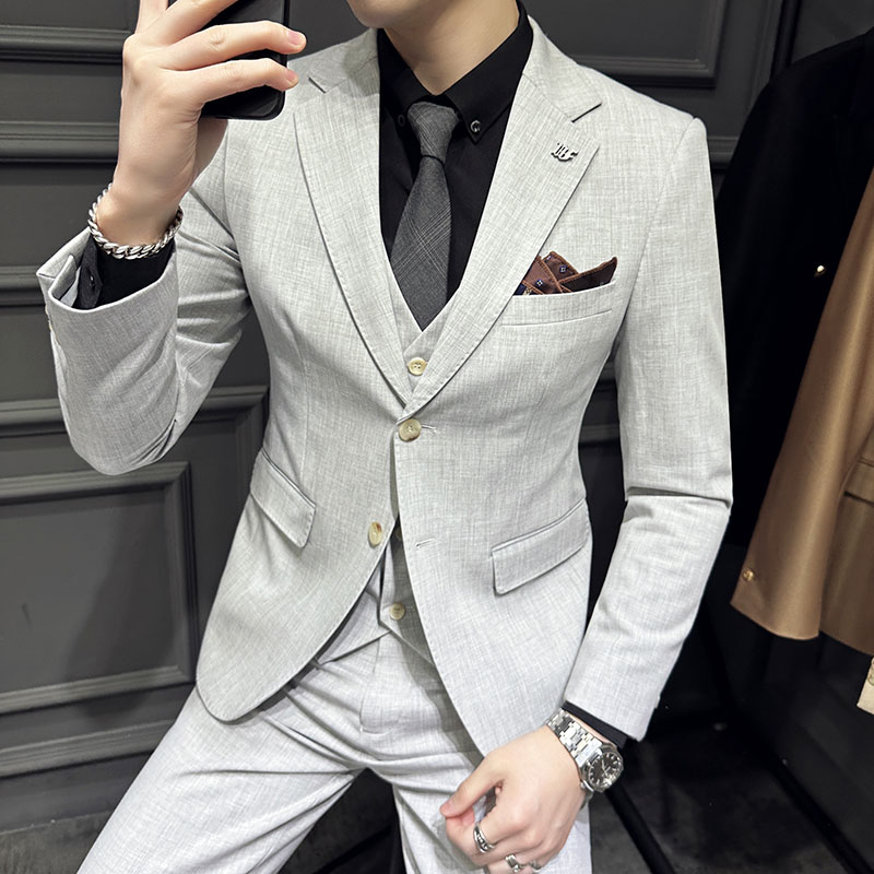 长期款新款西装男套装浅色二粒扣正装男士西服三件套SJT69-P280，男装西服套装，电商D326B（原电商D310-1）
