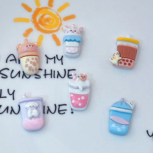 可爱卡通动物水杯饮料杯习惯杯发夹发绳奶油胶DIY冰箱贴树脂配件