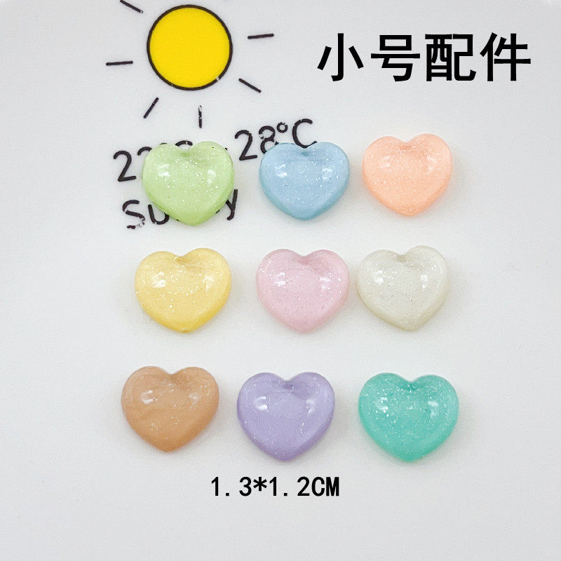 小号透明细闪小清新爱心快手抖音直播热卖美甲发夹抓夹树脂配件