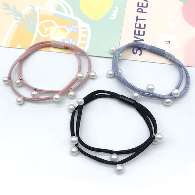 二合一钉珍珠简单大方橡皮筋发绳