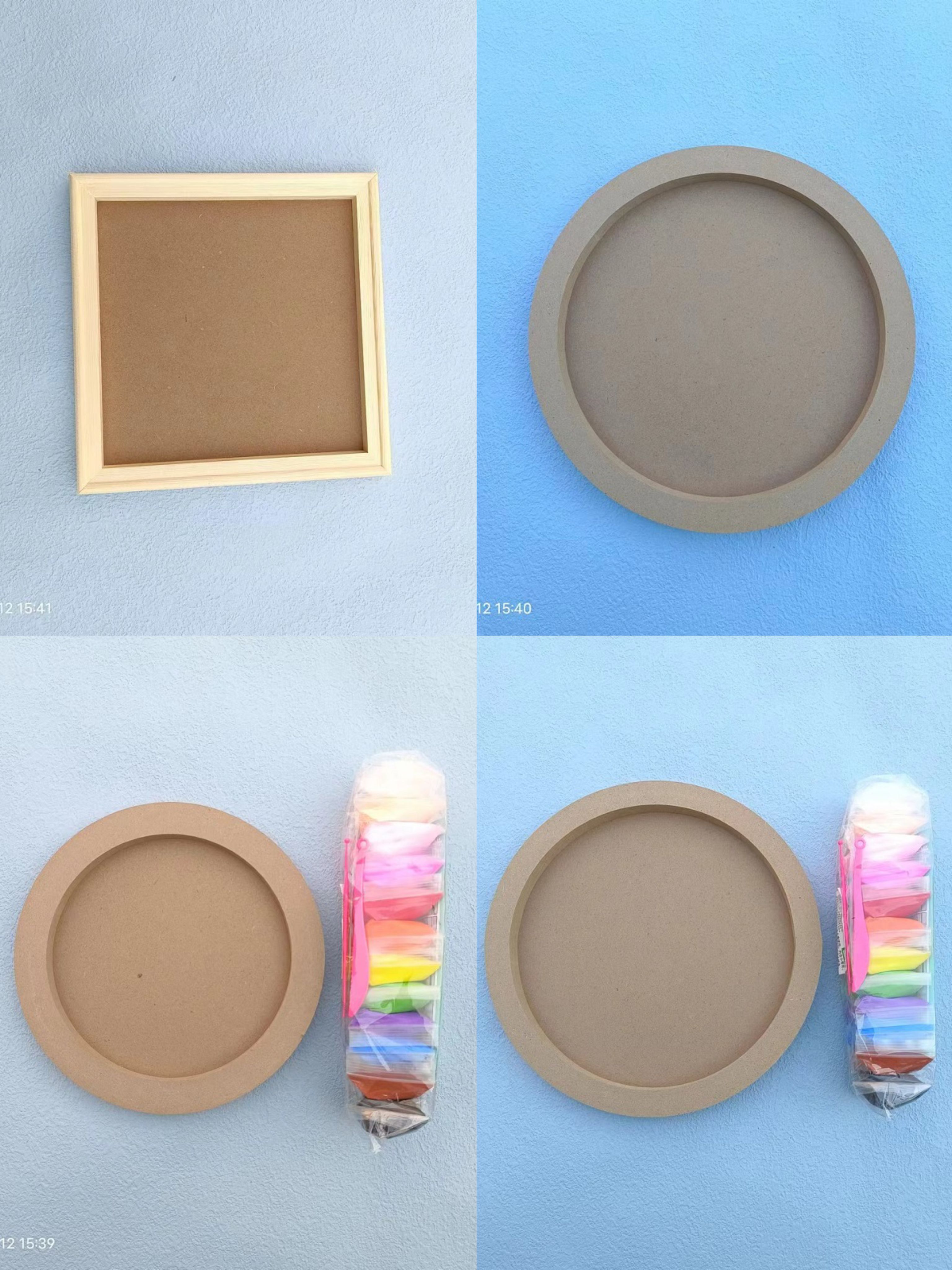 粘土画框黏土画框儿童手工粘土浮雕画框木质画框圆形画框方形画框