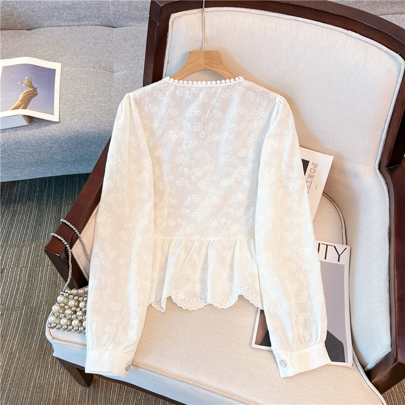 2025秋冬新款女甜美短款小个子百搭外穿长袖T恤蕾丝衫上衣