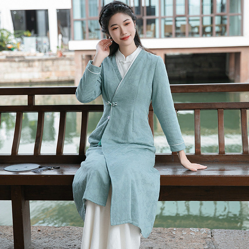 2023秋冬新中式改良国风北极绒大衣外套中长袍子棉麻禅意茶服外披高性价比高么？