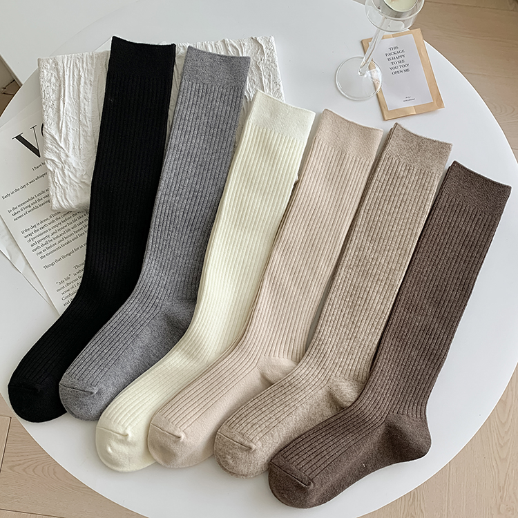 长筒保暖羊毛竖条简约长袜