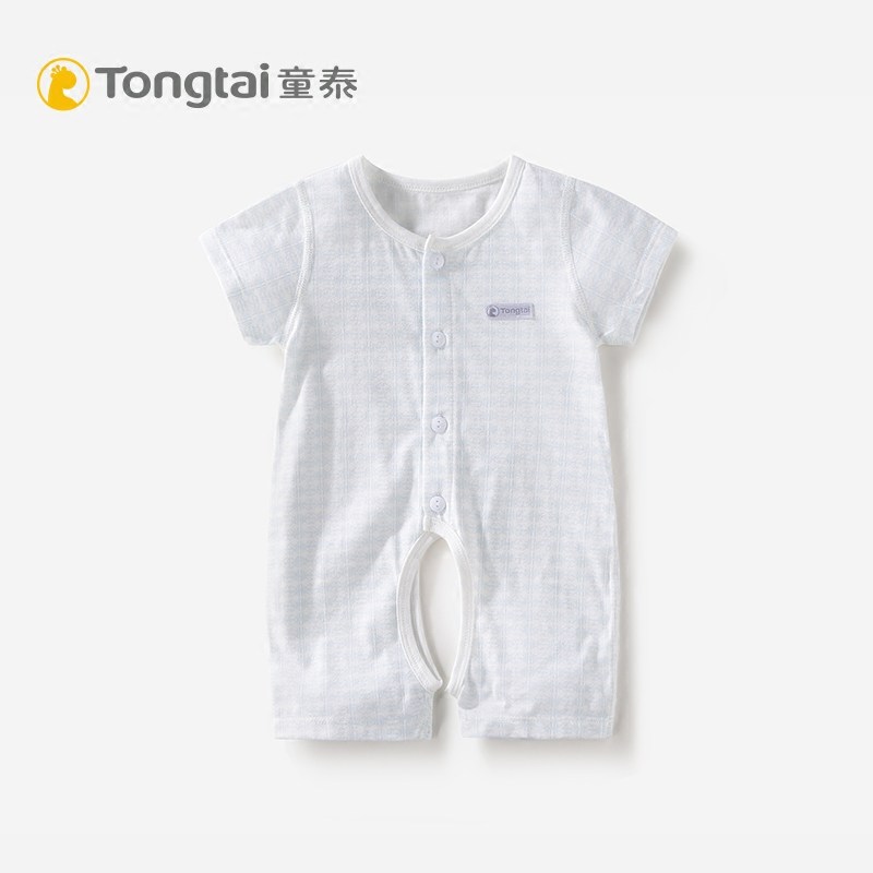 童泰清仓特价婴儿纯棉短袖哈衣薄款新生儿空调服宝宝夏装连体衣