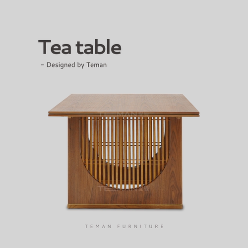 中古实木茶桌餐桌山纹胡桃木泡茶台别墅大平层设计师款复古家用