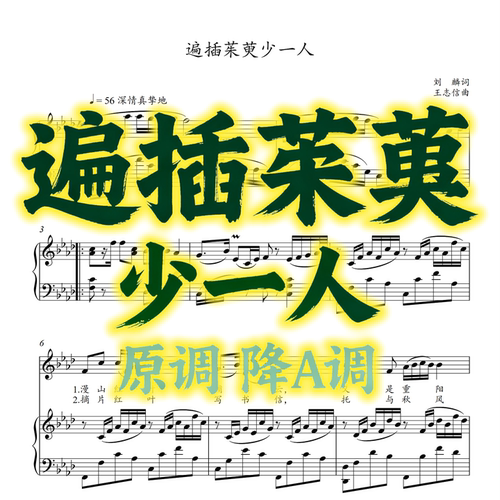 遍插茱萸少一人 声乐正谱 简谱 简线混合谱 音频动态谱伴奏电子版