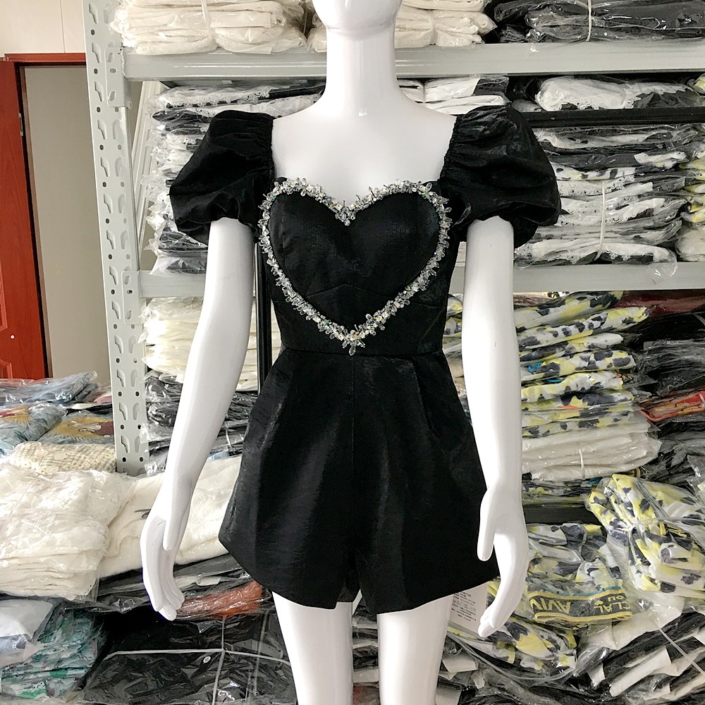 地球店重工珠串爱心高腰连体裤